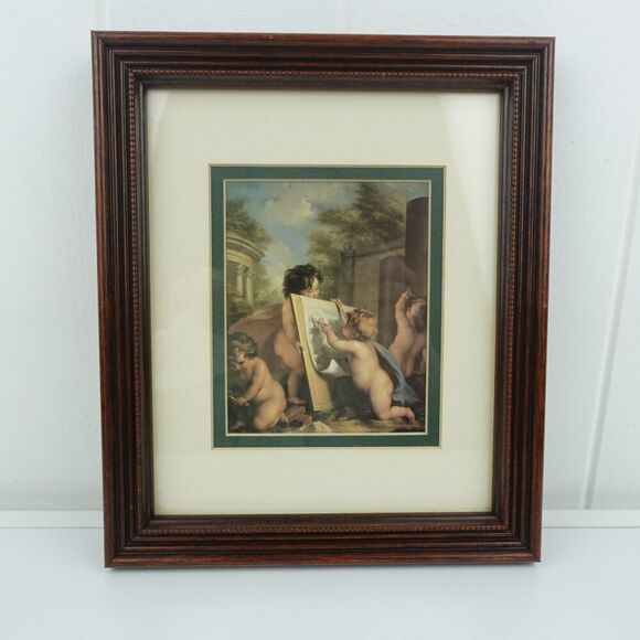 Cherubs Painting Print Framed and Matted - Picture 1 of 14